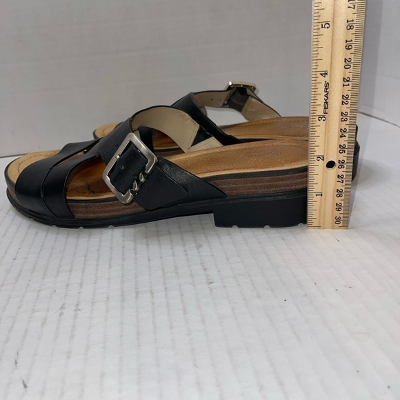 Dr. Scholls Original Collection Sandals Size 10M Black Leather Slip On Cushioned - Picture 11 of 12